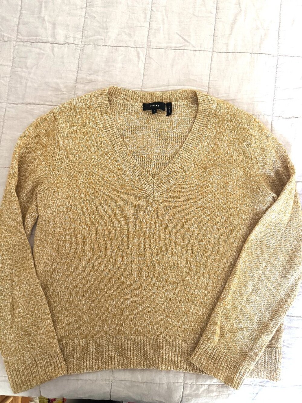 Theory Yellow Cashmere & Linen Sweater - Small